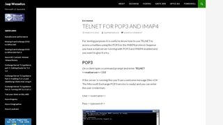 
                            10. Telnet for POP3 and IMAP4 | Jaap Wesselius