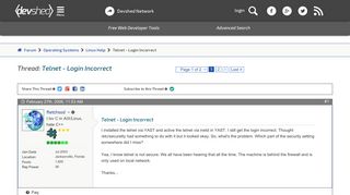 
                            5. Telnet - Login Incorrect - Dev Shed Forums