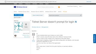 
                            4. Telnet Server doesn't prompt for login - Microsoft