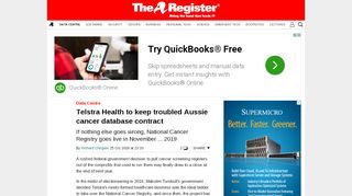 
                            12. Telstra Health to keep troubled Aussie cancer database contract • The ...