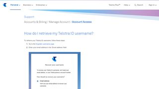 
                            4. Telstra - I've forgotten my Telstra ID username - Support