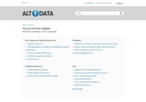 
                            4. Telsys Epost Zimbra – Altidata Kundesupport