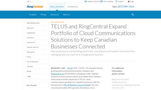 
                            8. TELUS and RingCentral Expand Portfolio of Cloud Communications ...