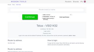 
                            12. Telus VSG1432 Default Router Login and Password - Modem.Tools