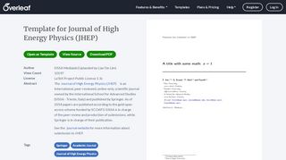 
                            11. Template for Journal of High Energy Physics (JHEP) - Overleaf, Online ...