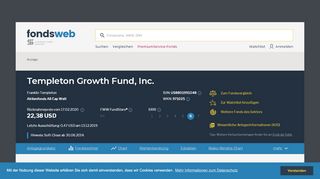 
                            7. Templeton Growth Fund, Inc. (WKN: 971025, ISIN: US8801991048 ...