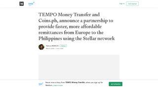 
                            5. TEMPO Money Transfer and Coins.ph, announce a ... - Medium