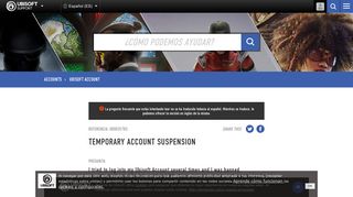 
                            10. Temporary Account Suspension - Atención al Cliente de Ubisoft