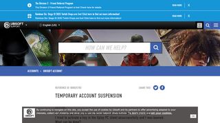 
                            1. Temporary Account Suspension - Ubisoft Support