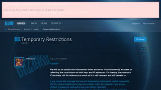 
                            1. Temporary Restrictions - Blizzard Forums