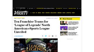 
                            7. Ten Franchise Teams for 'League of Legends' North American ...