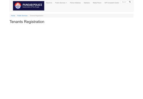 Tenants Registration | Punjab Police