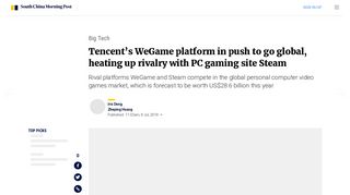 
                            8. Tencent's WeGame platform in push to go global, heating up rivalry ...