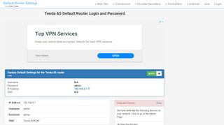 
                            5. Tenda A5 Default Router Login and Password - Clean CSS