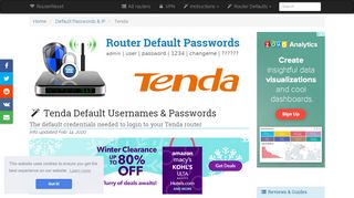 
                            11. Tenda Default Password, Login & IP List (updated February 2019 ...