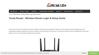 
                            13. Tenda Router : Wireless Router Login & Setup Guide - 192.168.1.254