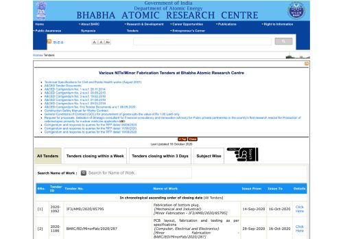 
                            5. Tender Information : Bhabha Atomic Research Centre, Department of ...