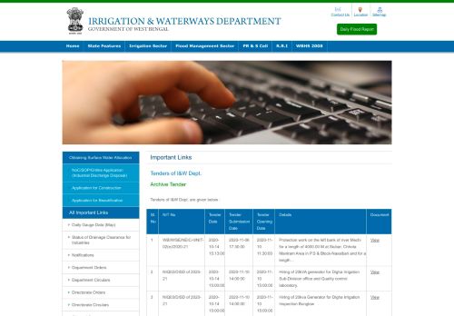 
                            5. Tenders of I&W Dept. - Irrigation & Waterways Department