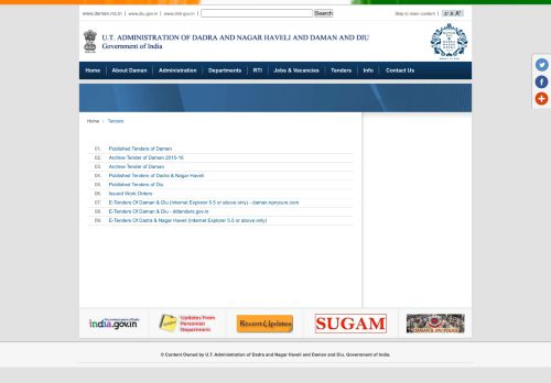 
                            6. Tenders : U.T. Administration of Daman & Diu. Government of India