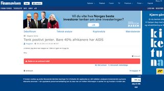 
                            9. Tenk positivt jenter. Bare 40% afrikanere har AIDS - Hegnar-forumet