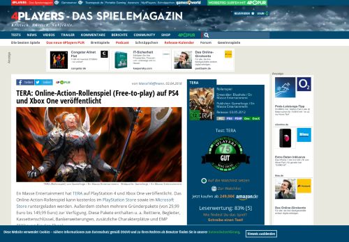 
                            12. TERA: Online-Action-Rollenspiel (Free-to-play) auf PS4 und Xbox One ...