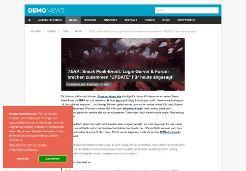 
                            12. TERA: Sneak Peek-Event: Login-Server & Forum brechen zusammen ...