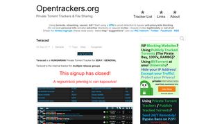 
                            5. Teracod - Private Torrent Trackers & File Sharing - Opentrackers.org