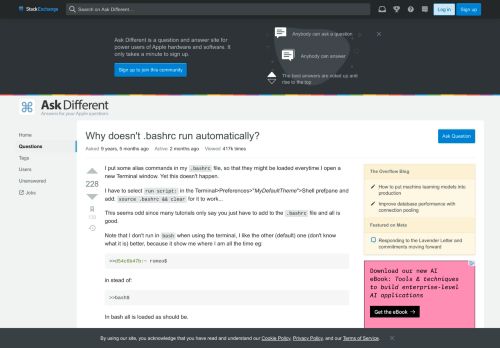 
                            1. terminal - Why doesn't .bashrc run automatically? - Ask Different
