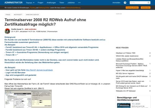 
                            9. Terminalserver 2008 R2 RDWeb Aufruf ohne Zertifikatsabfrage ...