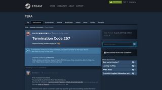 
                            1. Termination Code 257 :: TERA General Discussions - Steam Community