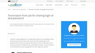 
                            2. Termination from job for sharing login id and password - ...