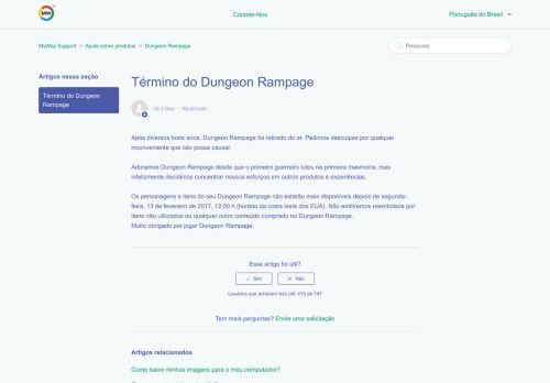 
                            9. Término do Dungeon Rampage – MyWay Support