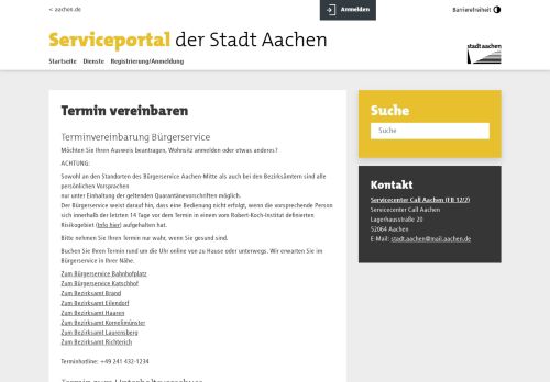 
                            5. Terminvereinbarung online - Serviceportal - Stadt Aachen