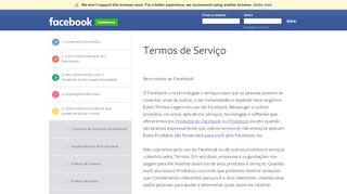
                            7. Termos de Serviço - Facebook