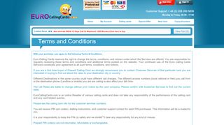 
                            6. Terms and Conditions - Euro Calling Cards