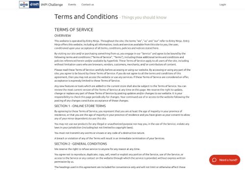 
                            6. Terms and Conditions - IMPI Challenge | Entry Ninja – the best ...