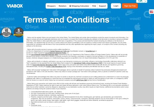 
                            5. Terms and Conditions - Viabox
