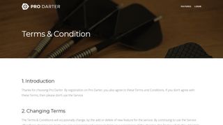 
                            3. Terms & Conditions - Pro Darter