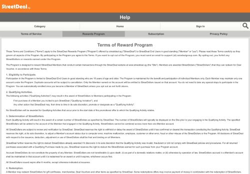 
                            7. Terms of Reward Program - StreetDeal.sg