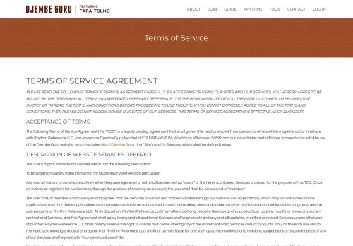 
                            3. Terms of Service – Djembe Guru