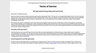 
                            5. Terms of Service - MIT App Inventor 2