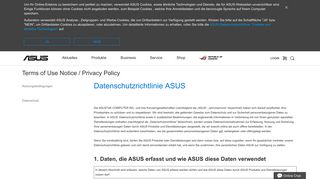 
                            11. Terms of Use Notice / Privacy Policy - Datenschutz - Asus