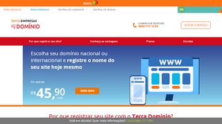 
                            5. Terra Empresas: Registro de Site com Domínio .br .com.br .com .net