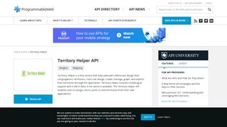 
                            9. Territory Helper API | ProgrammableWeb