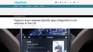 
                            10. Tesla to soon release Spotify app integration in its vehicles in the US ...