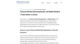 
                            11. Tesouro Direto Descomplicado, de Rafael Seabra | Tudo Sobre o Curso