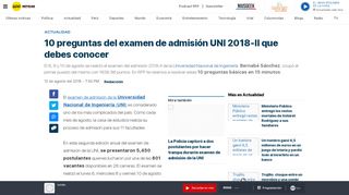 
                            9. Test | 10 preguntas del examen de admisión UNI 2018-II para resolver ...