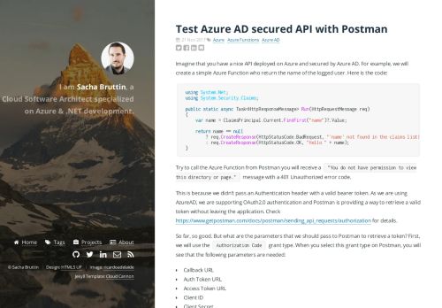 
                            13. Test Azure AD secured API with Postman · in my room - Sacha Bruttin