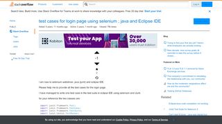 
                            2. test cases for login page using selenium ; java and Eclipse IDE ...