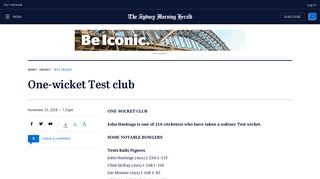 
                            12. Test cricket statistics: Members of the one-wicket Test club